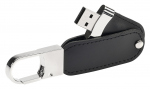 Memoria USB de cuero con memoria de rotación - Negro